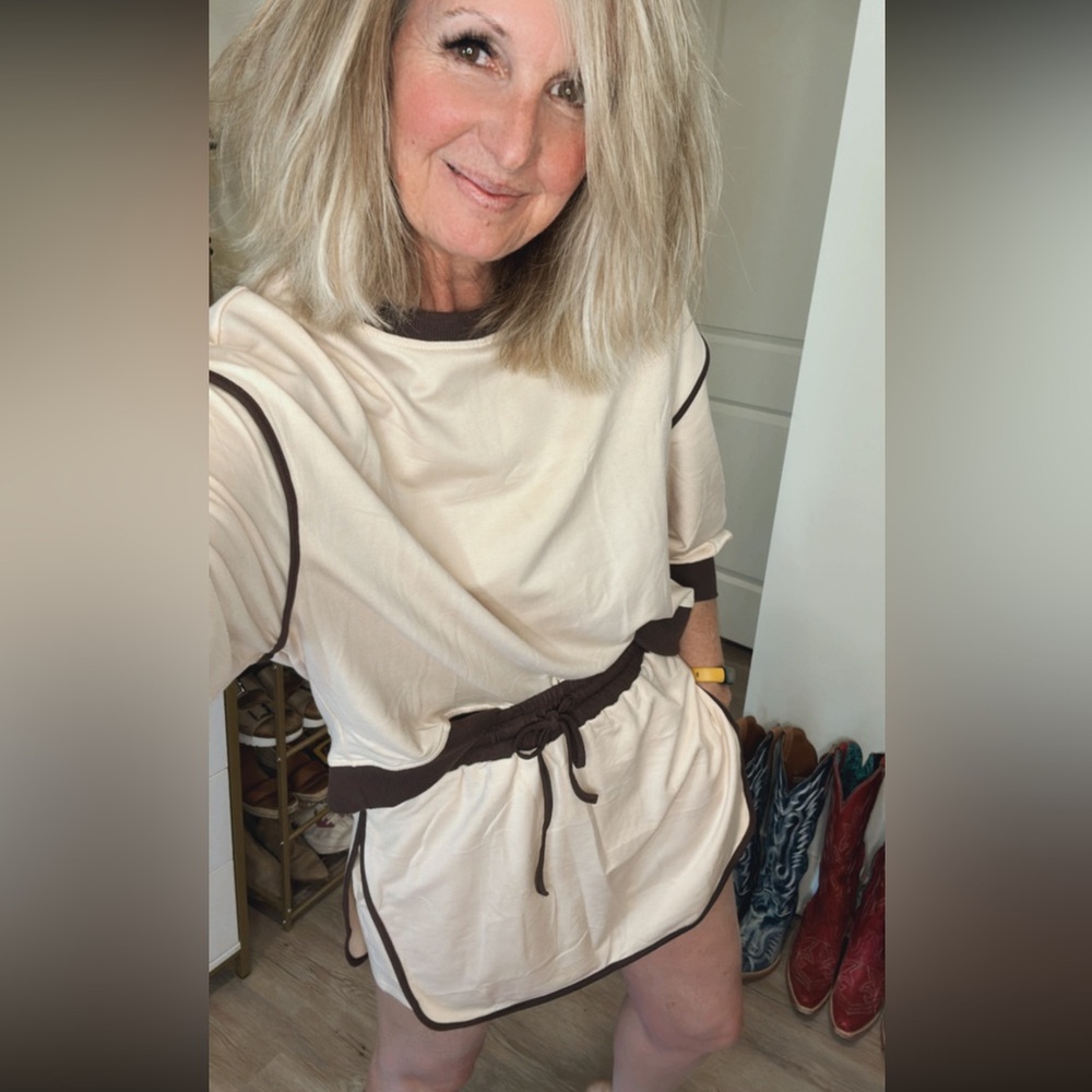 Women’s Cream and Brown Drawstring Skort